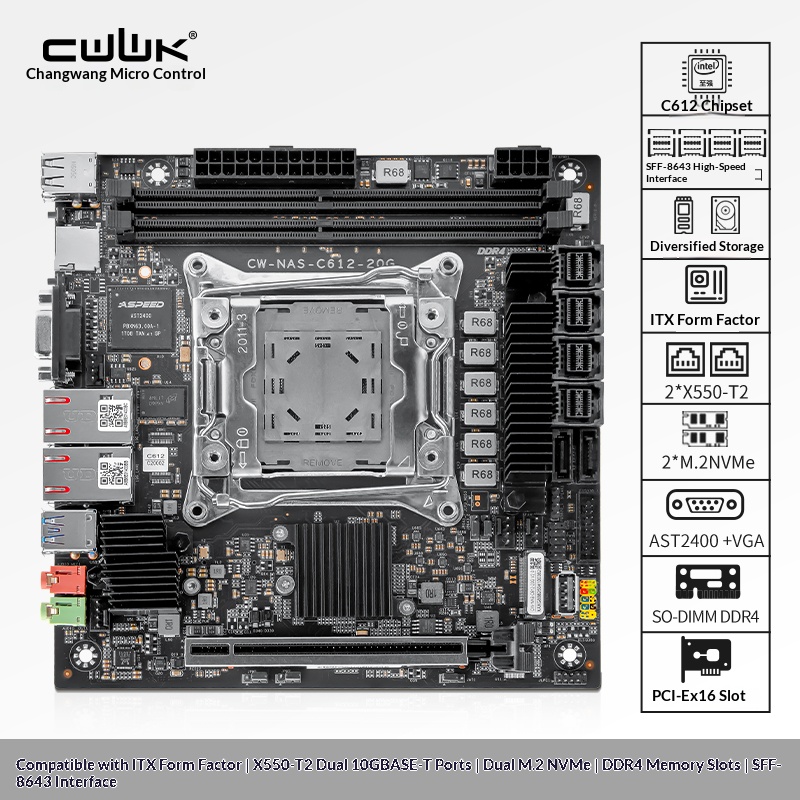 Nas Motherboard 8 Sata Mini Itx - C612 LGA 2011-3 Xeon X99 마더보드